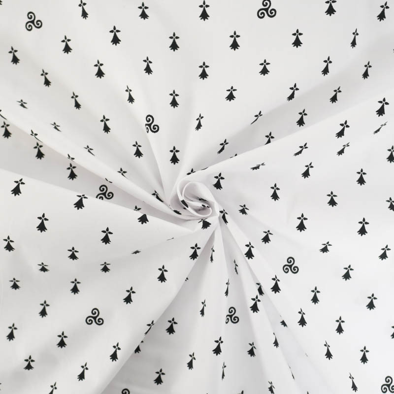 Coton Imprimé Bretagne Hermine Fond Blanc - Maison Klem